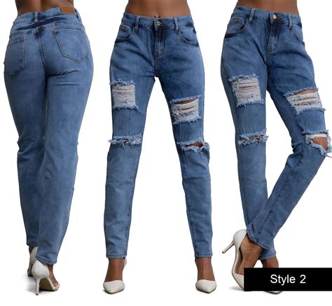 new womens ladies high waist ripped jeans stretch denim plus size 14 16 18 20 22 ebay