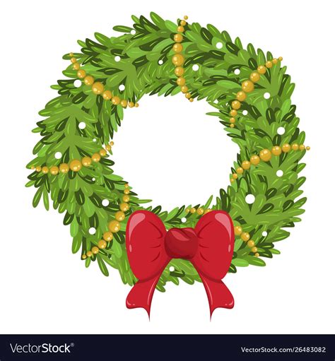 Christmas Wreath Decoration Icon Ornament For Vector Image