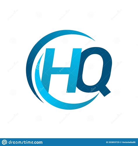 Initial Letter Hq Logotype Company Name Blue Circle And Swoosh Design