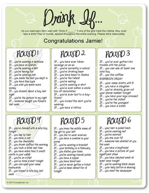 Printable Drink If Girls Night Drinking Games Ladies Night Party