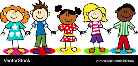 Stick Figure Ethnic Diversity Kids T Royalty Free Vector