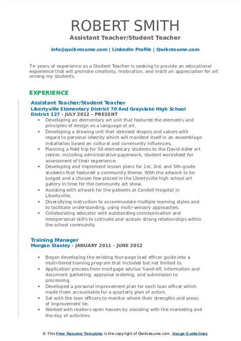 English teacher resume samples with headline, objective statement, description and skills examples. Student Teacher Resume Samples | QwikResume