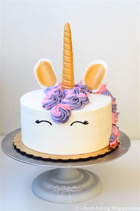 I Heart Baking Unicorn Birthday Cake With Handmade Fondant Unicorn Horn