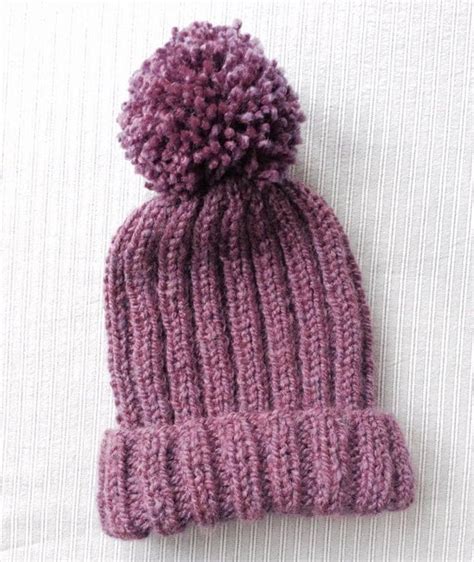 Knitted Ribbed Bobble Hat Pattern Pom Pom Hat Knitting
