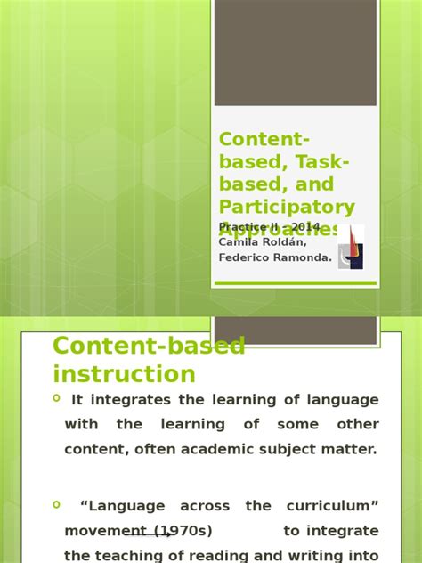 Content Based Task Based And Participatory Approaches Practice Ii