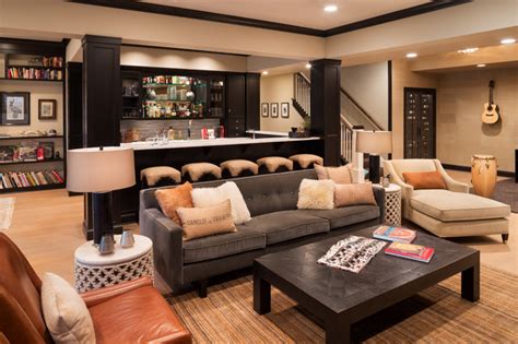 15 Stunning Transitional Basement Design