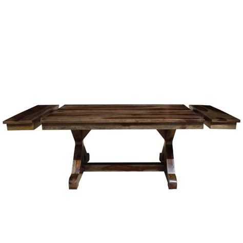 Antwerp X Base Solid Wood Rustic Extendable Farmhouse Dining Table For 6