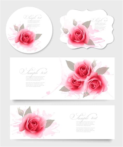 Pink Rose Banner And Cards Vector Eps Uidownload