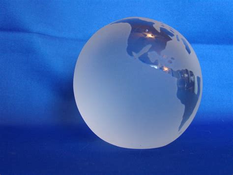 Clear Art Glass World Globe Paperweight World Map Etched Pottery And Glass