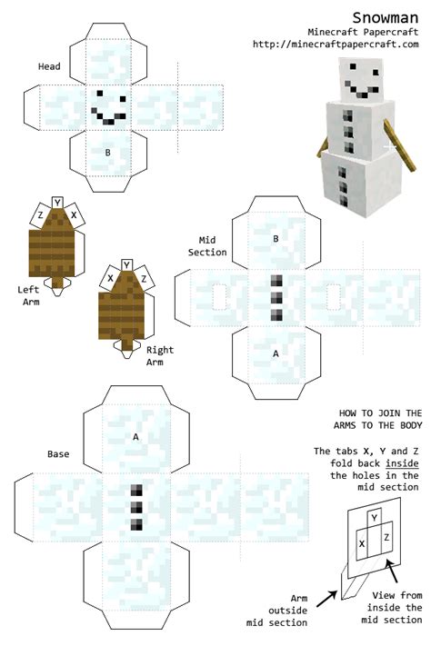 Papercraft Snowman Armables De Minecraft Manualidades De Minecraft