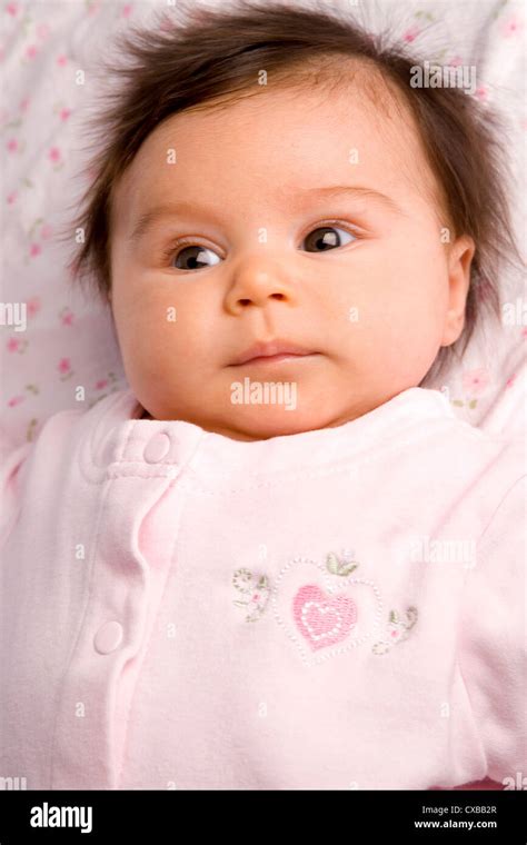 Close Up Portrait Of A Newborn Baby Lying On Back Stock Photo Alamy
