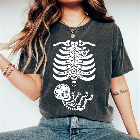 Skeleton Maternity Halloween Shirt Pregnant Skeleton Shirt Etsy
