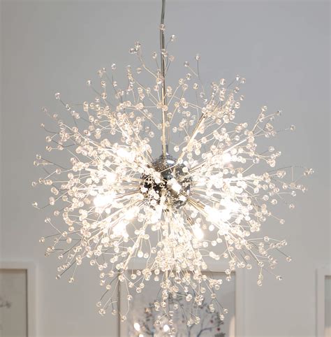 Gdns Chandeliers Firework Led Light Stainless Steel Crystal Pendant