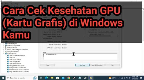 Cara Cek Kesehatan Gpu Kartu Grafis Di Windows Kamu Youtube