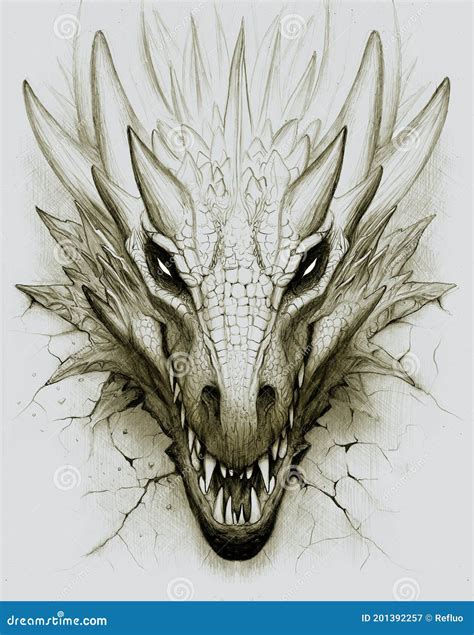 Dragon Head Pencil Drawing Stock Illustration Illustration Of Monster
