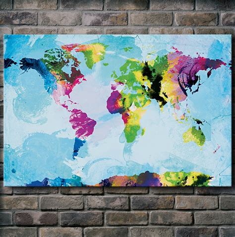 Items Similar To Watercolor World Map 24x36 Canvas Print Multiple