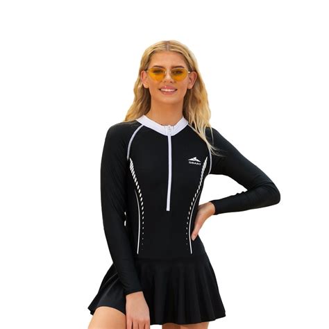 sbart women beach dress rash guard wetsuits one piece long sleeve stylish female swimwear