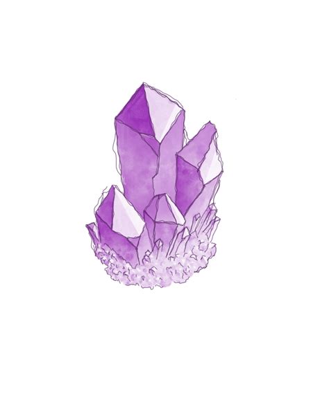 Amethyst Crystal Sticker By Guminelly White 3x3 Crystal Drawing