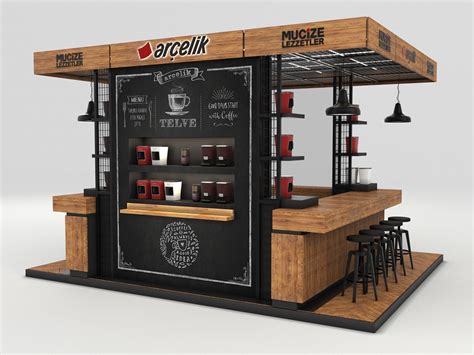 Rustic Style Coffee Bar Counter Design Espresso Mall Kiosk Manufacturer
