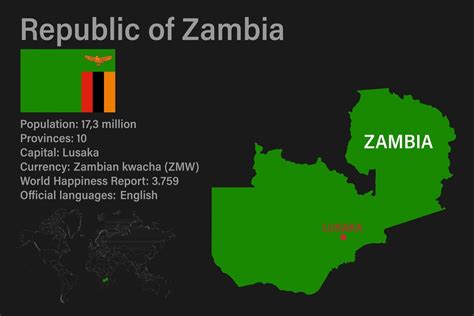 Mapa De Zambia Muy Detallado Con Bandera Capital Y Peque O Mapa Del