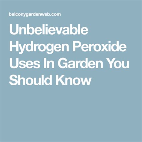 unbelievable hydrogen peroxide uses in garden you should know peroxide uses hydrogen peroxide