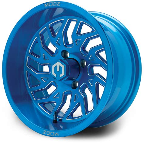 Modz 14 Carnage Brushed Blue With Ball Mill Golf Cart Wheel