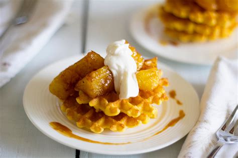 Eat Pray Bake Waffles With Spiced Honey Glazed Pineapple