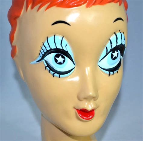1960s Starry Blue Eyed Redhead Twiggy Biba Mannequin Display Kitsch