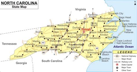 North Carolina Map Map Of North Carolina State Usa Highways