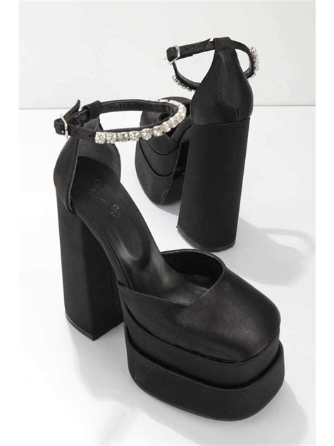 Bambi Siyah Saten Kadın Abiye Ayakkabı K015750201 Fiyatı