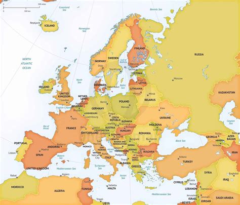Vector Map Of Europe Continent Political One Stop Map