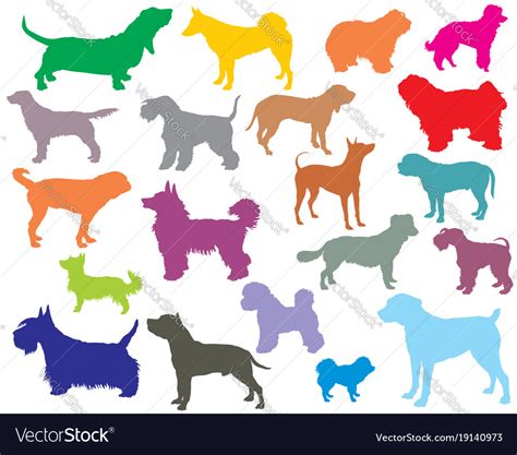 Set Of Colorful Dogs Silhouettes 5 Royalty Free Vector Image