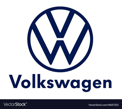 Volkswagen Logo Brand Car Symbol With Name Blue Vector Image