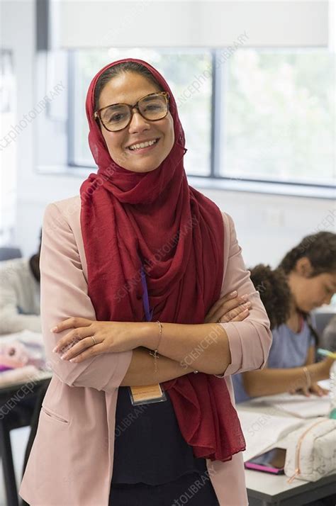 Portrait Teacher Wearing Hijab Stock Image F0242580 Science