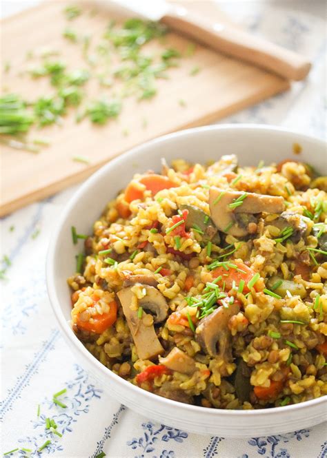 Brown Rice And Lentils Vegan Rice Pilaf Recipe With Vegetables