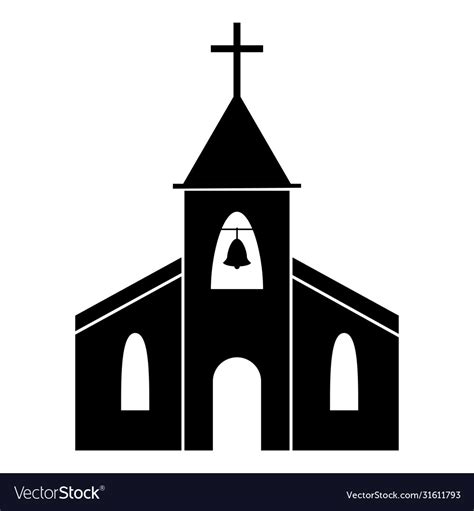 Church Icon Black And White Pictograph Depicting Vector Image