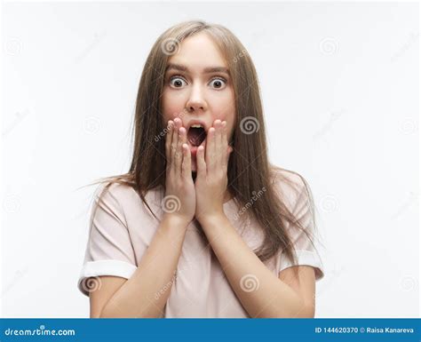 Beautiful Girl Surprised And Shocked Looks On You Stock Photo Image
