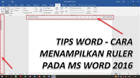 Mungkin cukup segitu dulu tutorial kali ini tentang cara membuat garis tepi di word. TIPS MS WORD CARA MENAMPILKAN RULER PADA MS WORD 2016 ...