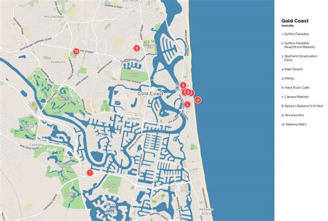 Map Of Suburbs Gold Coast Qld