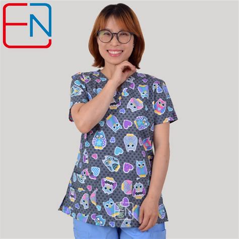 Tc Lovely Print Medical Uniforms Women Breathable V Neck