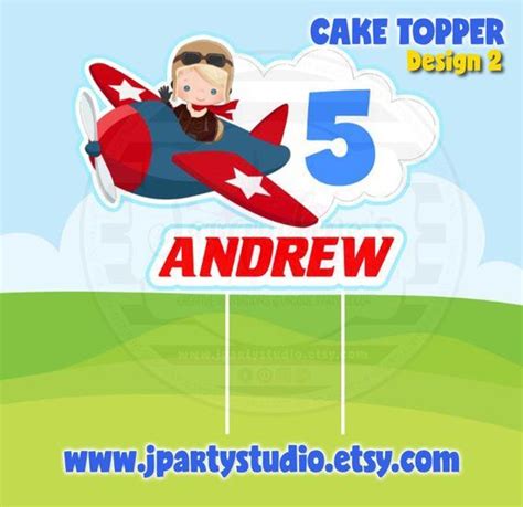 Aviator Cake Topper Pilot Cake Topper Boys Cake Topper Etsy Plane