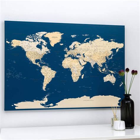 Carte Du Monde à épingles Bleu Foncé Détaillé Tripmapfr