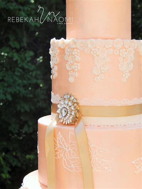 Pearlized Peach Wedding Cake Decorated Cake By Rebekah Cakesdecor