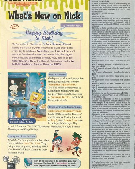1999 Edition Of Nickelodeon Magazine
