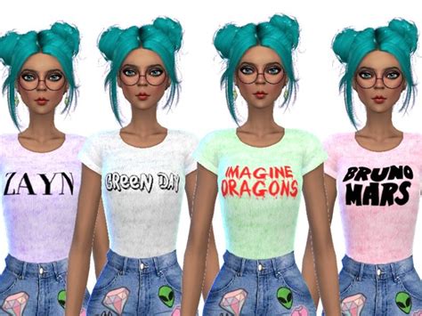 16 More Cute Band Tees Found In Tsr Category Sims 4 Female Everyday
