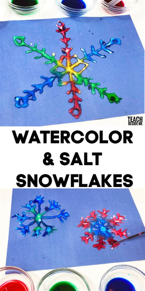 Winter Craft ~ Watercolor And Salt Snowflakes Winter Crafts Winter