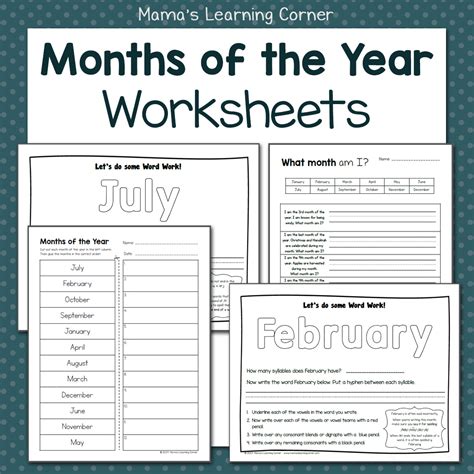 Free Printable Months Of The Year Worksheets Month Of The Year