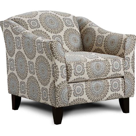 The Brianne Twilight Accent Chair Features Flared Coffee Finish Legs