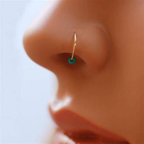 Tiny Gold Nose Ring Small Gold Filled Turquoise Nose Hoop Etsy