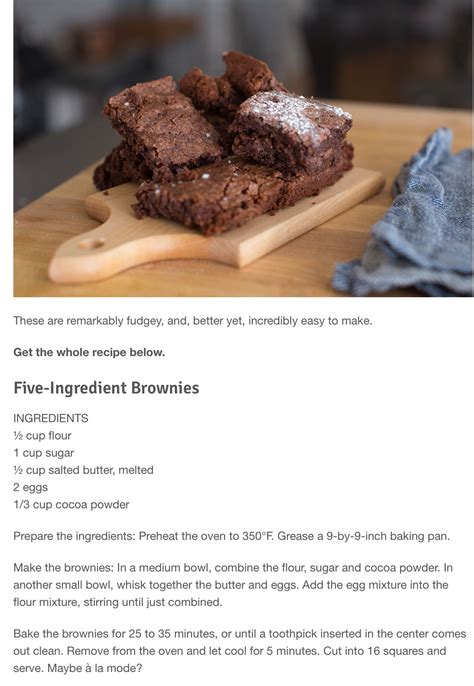 Five Ingredient Brownies Whole Food Recipes Brownie Ingredients